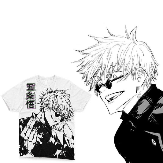 Japanese Anime Jujutsu Kaisen Gojo Satoru T Shirt Otaku Harajuku Style Casual Sports Tops Trendy Japan Cartoon Men's T-shirts