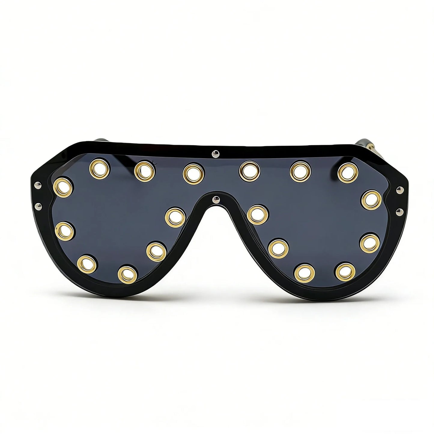 Trendy y2k Oversized One-piece Sunglasses Women Luxury Metal Rivet Party Cool Big Frame Shades UV400 Beach Club Streetwear