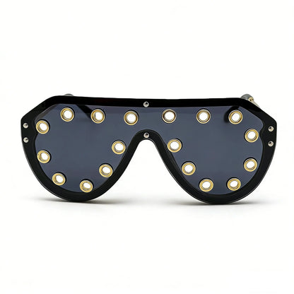 Trendy y2k Oversized One-piece Sunglasses Women Luxury Metal Rivet Party Cool Big Frame Shades UV400 Beach Club Streetwear