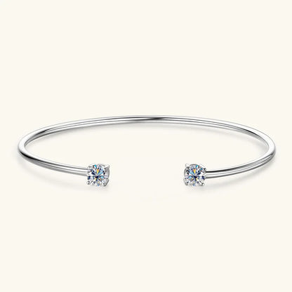Dainty 0.5CT Round Brilliant Cut Moissanite Cuff Bangle for Women s925 Silver Lab Diamond Open Hand Chain Bracelet Gift