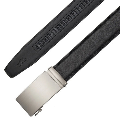 3.5cm High End Handsome Metal Alloy Automatic Buckle Belt Men's Genuine Leather Waistband Fashion Business Black Brown Belts
