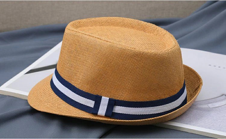 New Hat Men Summer Short Shading Fashion Jazz Gentleman Hat Middle-aged and Old Outdoor Leisure Joker Hat