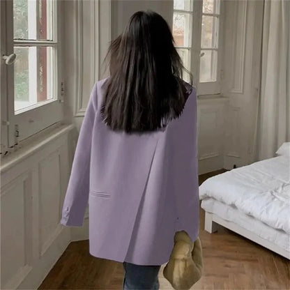 2025 Back Slit Design Blazer Coats Women Casual Fashion Loose Korean Jackets Streetwear Chic Long Sleeve All Match New Suit Tops