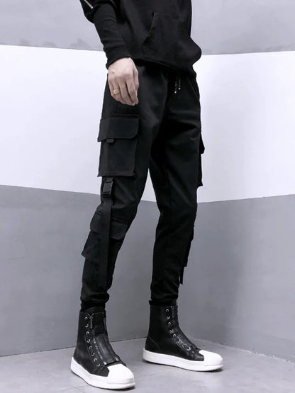 New 2025 Black Cargo Pants Men Summer Hip Hop Streetwear Harajuku Pockets Harem Trousers Joggers Pant Man and Women