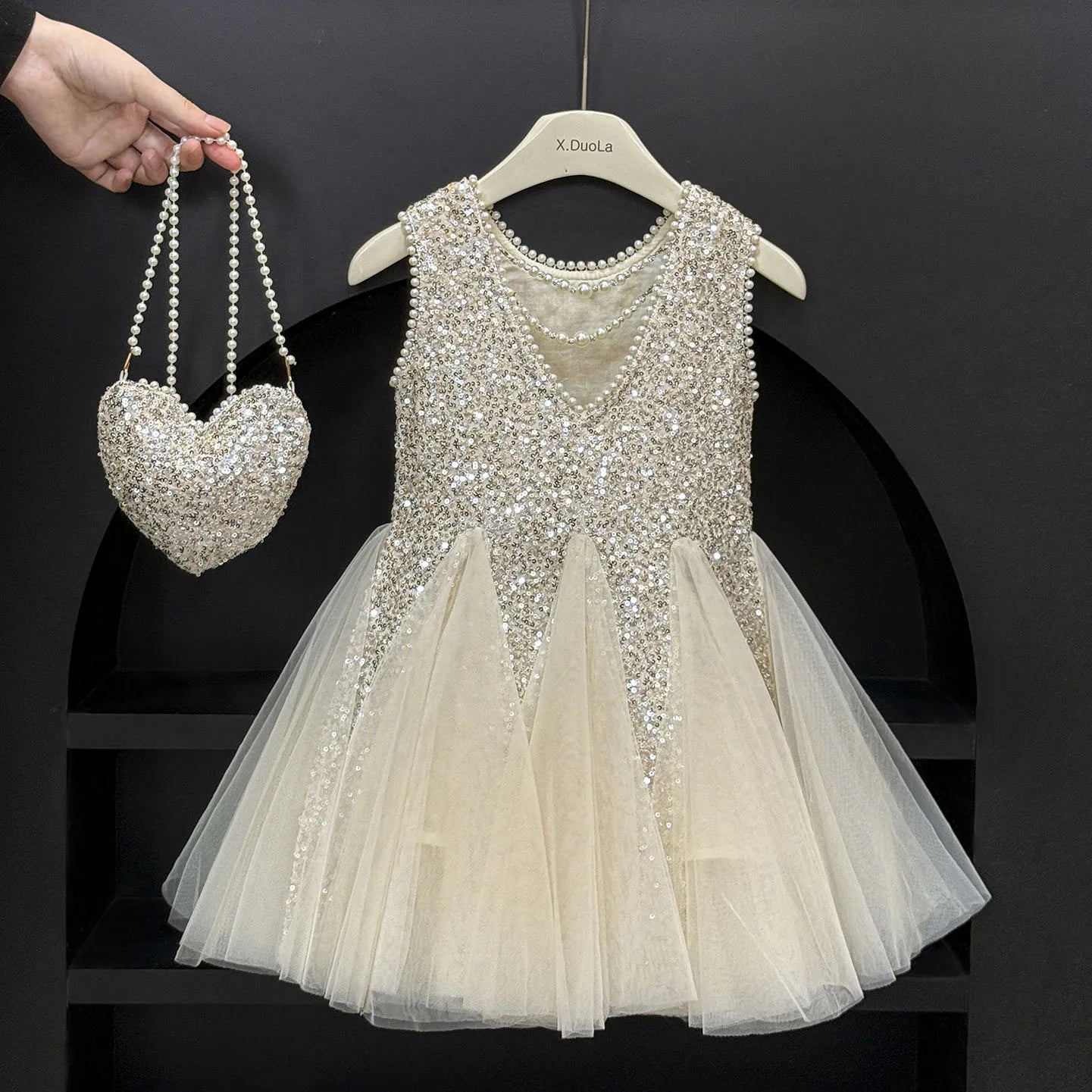 Mesh Sequins Summer Dress Children Clothes Girls Gauze Skirt For Party Evening Birthday Prom Performance Graduation Ceremony