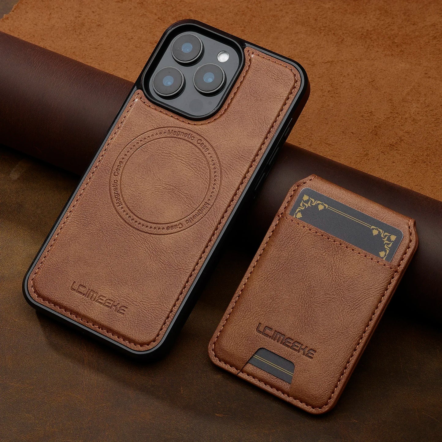 جراب مغناطيسي قابل للفصل 2 في 1 من الجلد لهاتف iPhone 16E 17 1615 14 13 12 11 Pro XS Max Air XR 8 7 Plus SE بغطاء هاتف وجيب للبطاقات