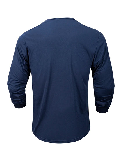 New Men's Henley T-shirts Long Sleeve Basic Casual Band Collar T Shirts Comfortable Soft Pullover Tops Male Tee