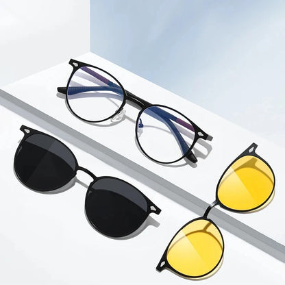 New Style 3 In 1 Metal Magnet Clip On Polarized Sunglasses Men Women Luxury Brand Design Sun Glasses Frame Eyewear UV400