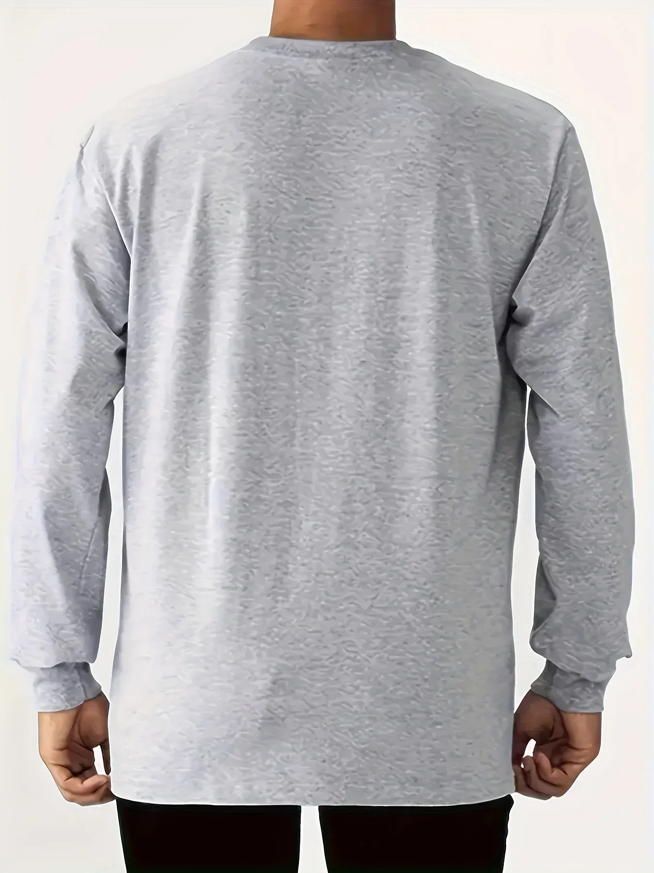 Men's 100% pure cotton loose and comfortable casual sports Brooklyn letter printed round neck long sleeved T-shirt top