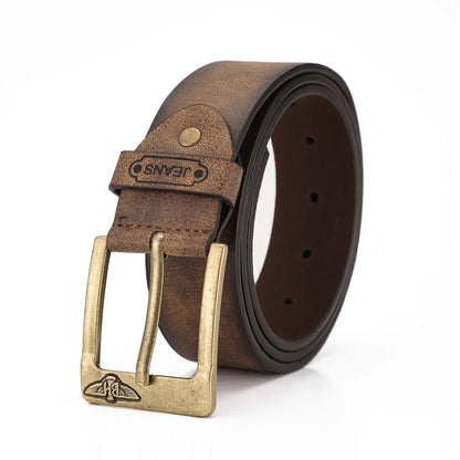 A Western-style PU Leather Belt for Both Men and Women, a Classic and Casual Retro Belt