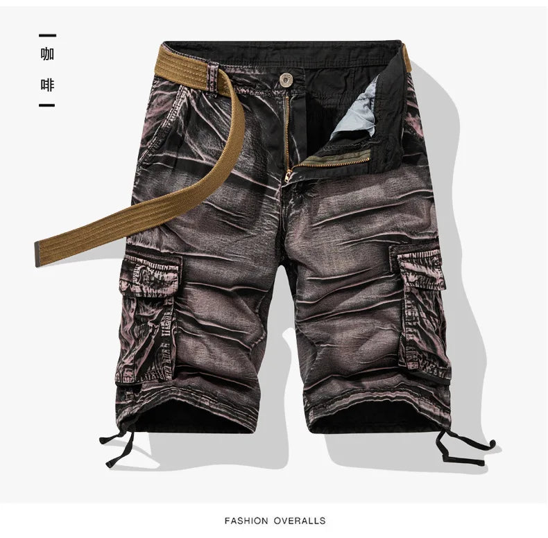 Men Multi Pocket Casual Breathable Sports New Shorts Men Summer Cargo Shorts Men Loose Plus Size Pure Cotton Five Point Pants