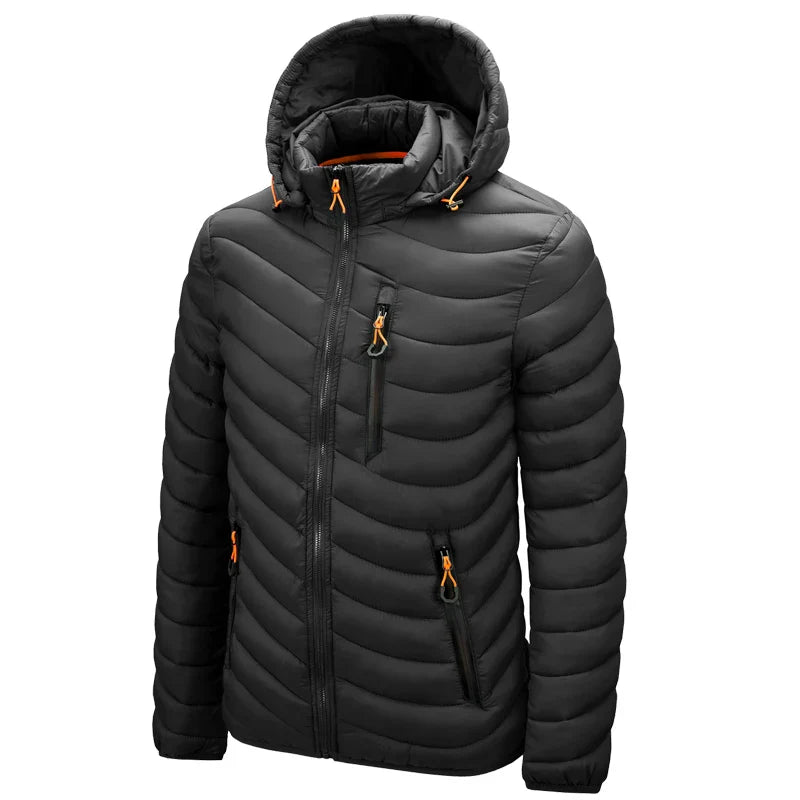 Mens Lightweight Outdoor Puffer Jacket Hooded Insulated Thermal Puffy Winter Heated Running Travle Casual Cotton Outdoor Coat