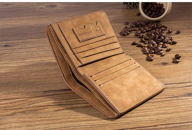 Portefeuille Homme Cuir Porte-billets Mince Rétro Cuir de vachette Porte-cartes/ID Inserts Porte-monnaie Luxe Affaires Portefeuille Pliable