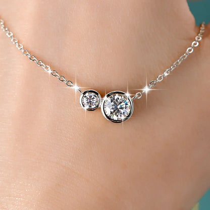 GRA Certified D VVS1 1.0CT Moissanite Diamond Round Pendant Necklace for Women Chain Fine Neck Jewelry Gifts Collares