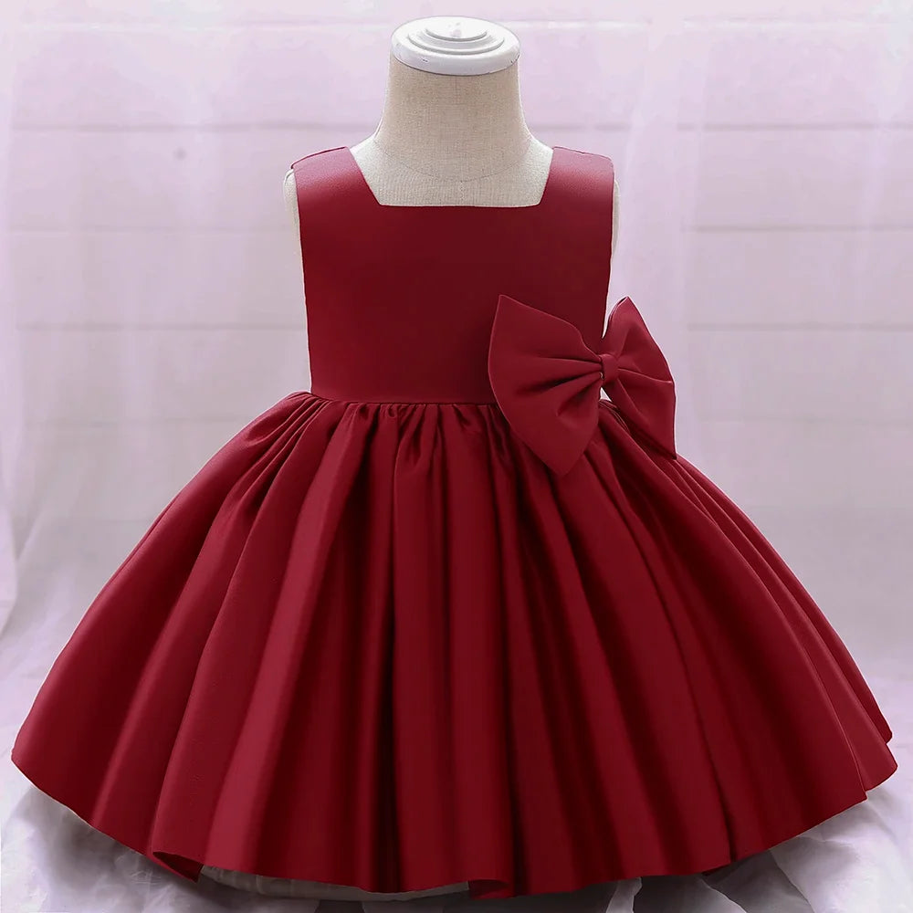 Big Bow Baby Girls Party Dress Toddler 1st Birthday Baptism Princess Kids Dresses for Girl White Wedding Prom Christmas Costumes