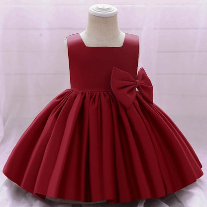 Big Bow Baby Girls Party Dress Toddler 1st Birthday Baptism Princess Kids Dresses for Girl White Wedding Prom Christmas Costumes