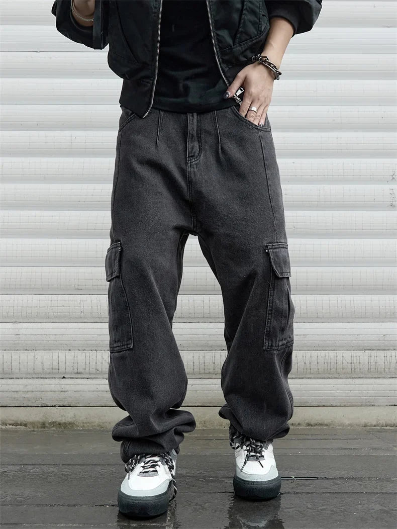 Y2k New Baggy Jeans Male Hip Hop Harajuku Trousers Wide Leg Denim Pants Men's Jeans Streetwear Korean Oversize Cargo Pants