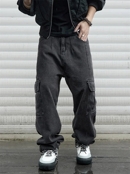 Y2k New Baggy Jeans Male Hip Hop Harajuku Trousers Wide Leg Denim Pants Men's Jeans Streetwear Korean Oversize Cargo Pants
