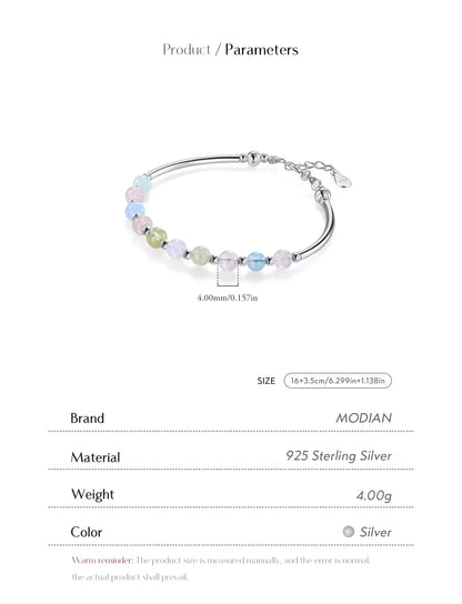 925 Sterling Silver Colorful Beads Crystal Charms Bracelet Fashion New Luxury Bangle Chain For Women Party Jewelry