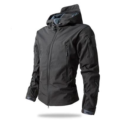 New Soft Shell Tactical Jacket  Men Winter Fleece Hooded Coat Hunting Clothes Outdoor Camouflage CS Tops Waterproof Windproof
