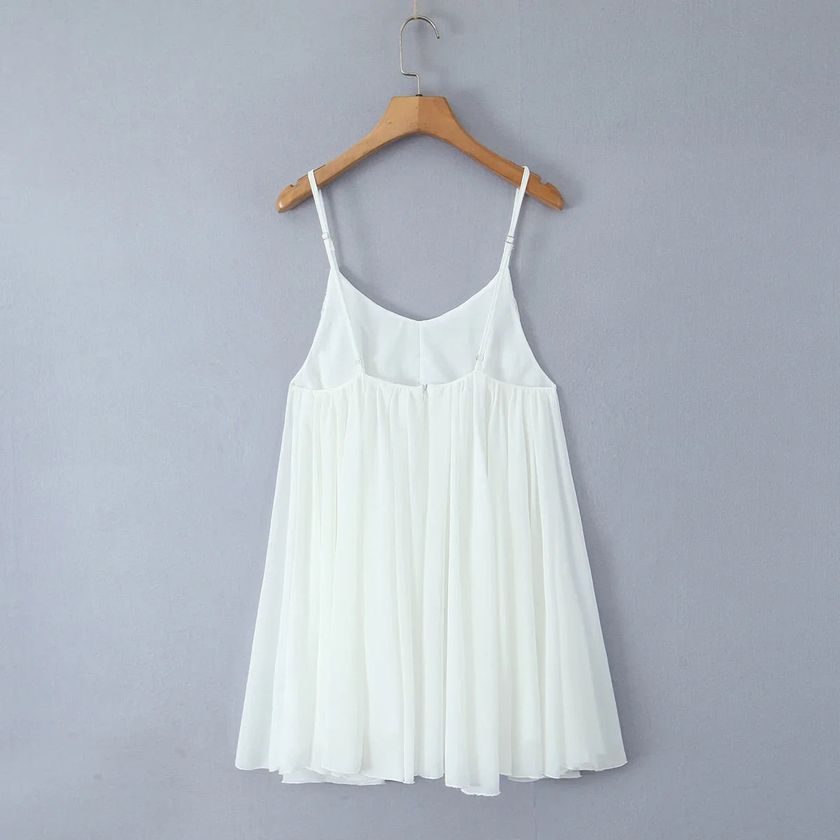 2025 BOHO Women White Big Backless Sling Dress O Neck Back Zipper Loose Swing Mini Short Dresses Holiday Robe