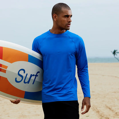 Men's Long Sleeve Swim Shirts Rashguard UPF 50+ UV Sun Protection Shirt Athletic Workout Running Hiking T-Shirt Swimwear
