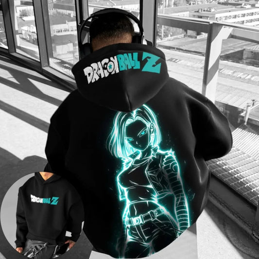 Dragon Ball Men's Hoodie Sweater Android 18 Japanese Anime Summer Autumn Boy Kids Harajuku Y2K Long Sleeve Parent-Child Wear