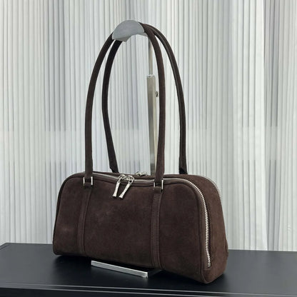 Elegant Versatile Suede Underarm Bags For Women Premium Soft Genuine Leather Shoulder Bag For Office Commute Lady Handbags New
