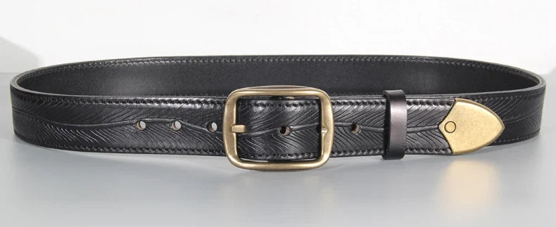 Extra Thick Double-sided Men's Belt Tactical Personalized Jeans Belt Genuine Leather Men's Pure Copper Pin Buckle Luxury Belt
