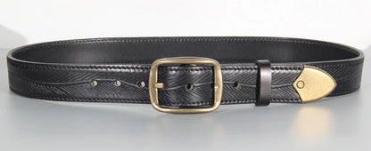 Extra Thick Double-sided Men's Belt Tactical Personalized Jeans Belt Genuine Leather Men's Pure Copper Pin Buckle Luxury Belt
