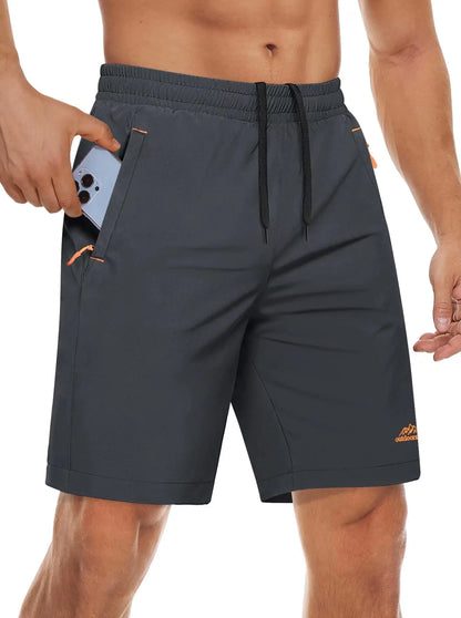 Quick Dry Athletic Running Shorts with Zipper Pockets Men's Summer Shorts for Gym Training Workout Hiking Casual Shorts