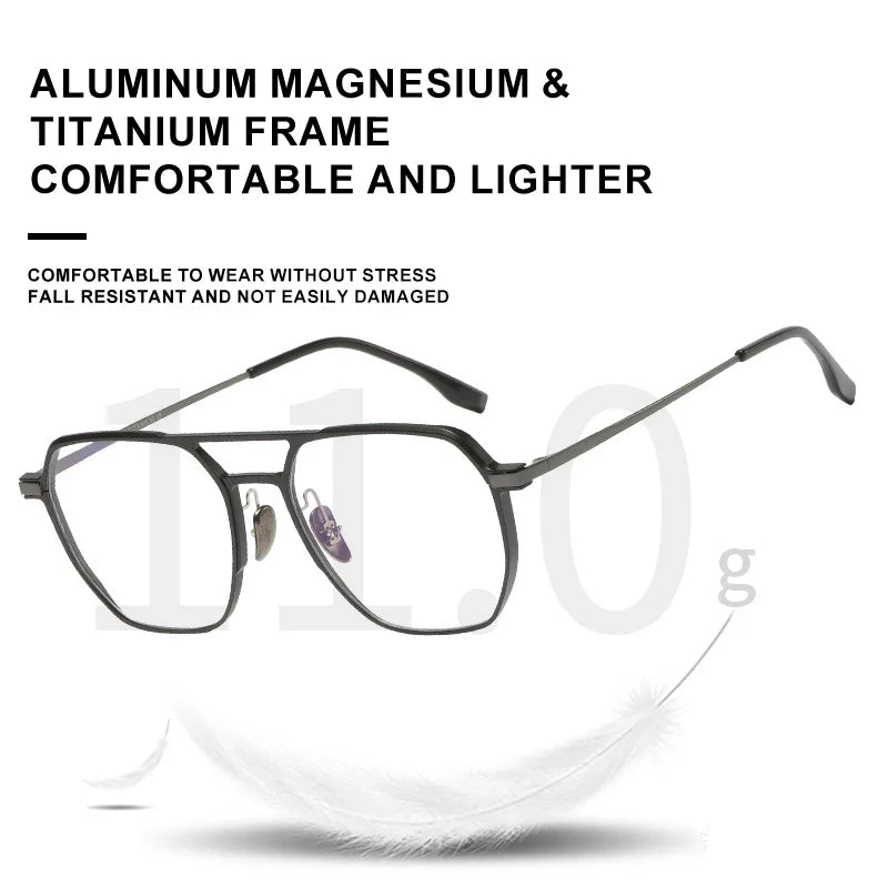 Large Frame Aluminum Frame Titanium Business Anti-Blue Light Reading Glasses Men Ladies Customizable Prescription ZY-20239