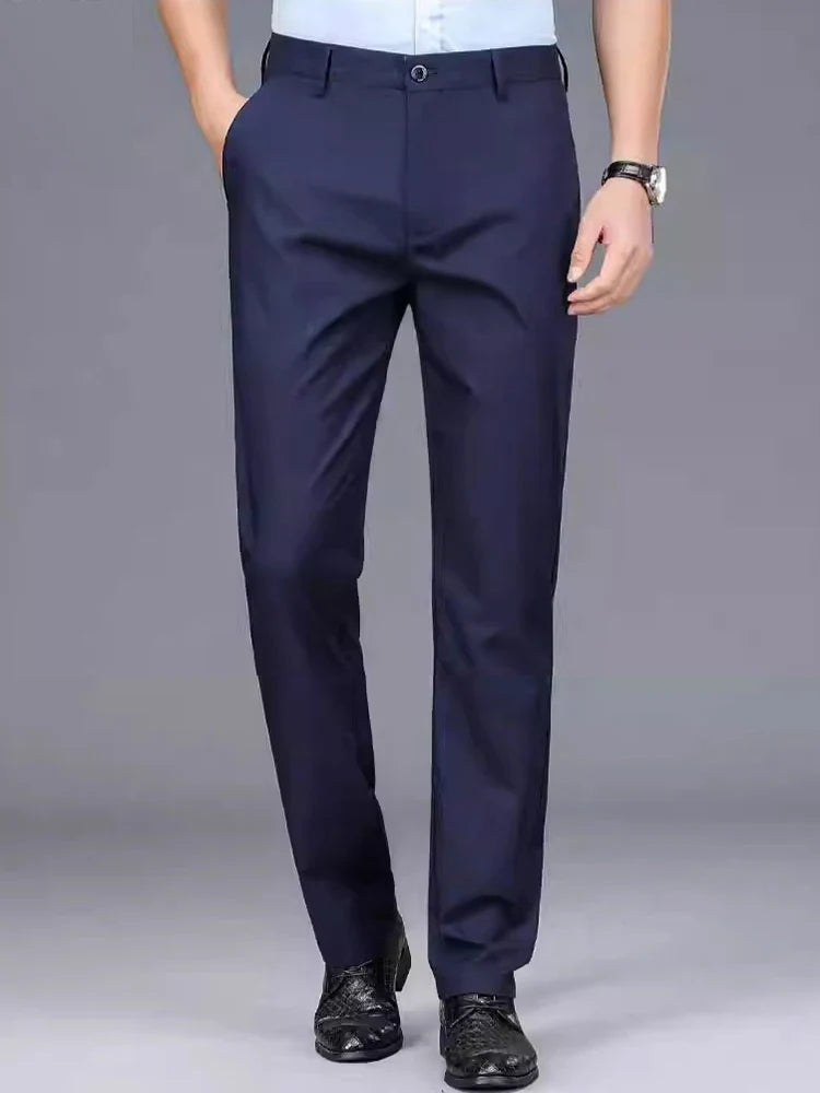 Men's Trousers Stretchy Suit Pants Summer Spring Casual Business Pants Breathable Comfortable Loose Straight Formal Pants