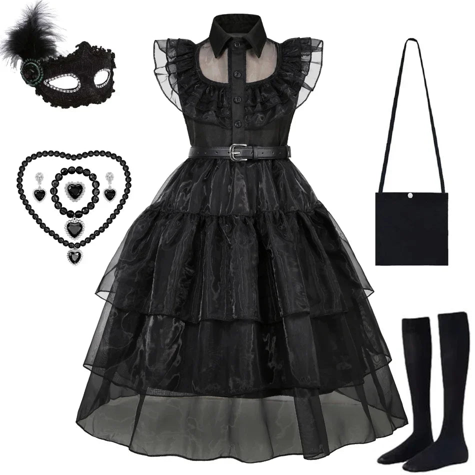 Black Princess Costume Girls Kids Black Gothic Dress