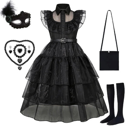 Black Princess Costume Girls Kids Black Gothic Dress