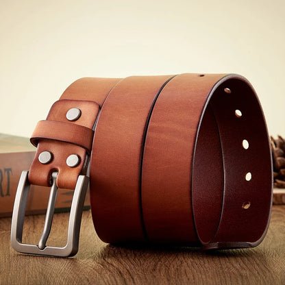 3.8CM Real Genuine Leather For Men High Quality Cowskin Casual Jeans Belts Business Cowboy Waistband Male Fashion Designer Belt