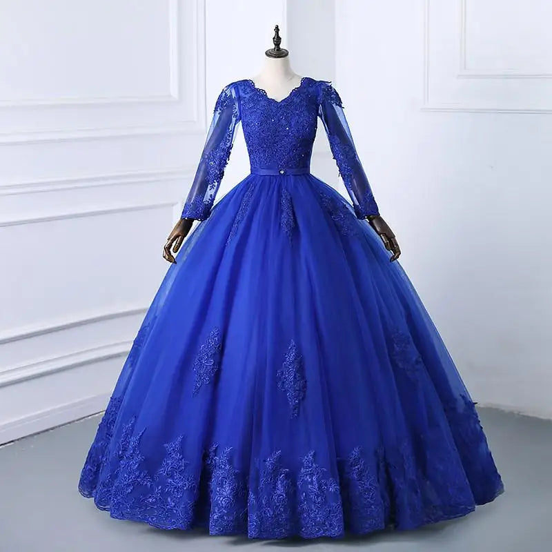 Best Selling 2024 Long Sleeve V Neck Lace Wedding Dress 2026 Vintage Bride Bridal Ball Gown Modest Wedding Dresses  Customized
