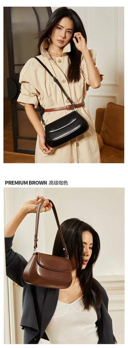 crossbody bags underarm cowhide Genuine leather handbags women vintage shoulder bag female luxury bags womens high quality 2026
