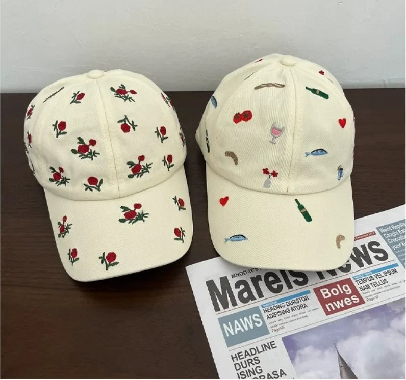Cute Cartoon Embroidery Baseball Cap Personality Graffiti Baseball Cap Men and Women Outdoor Sports Leisure Sunshade Cap