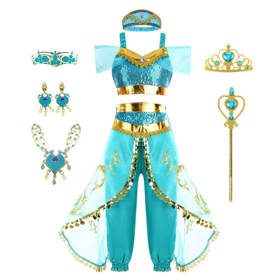 Halloween Party Princess Dress Kids Jasmine Costume
