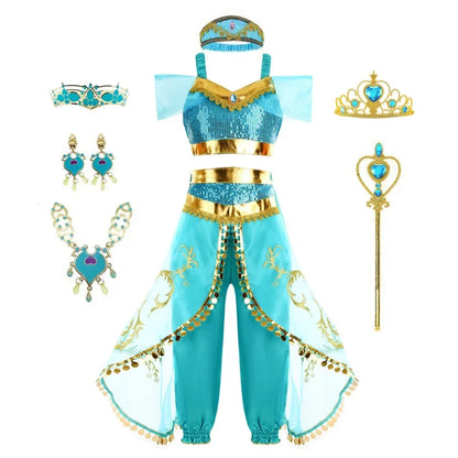 Halloween Party Princess Dress Kids Jasmine Costume