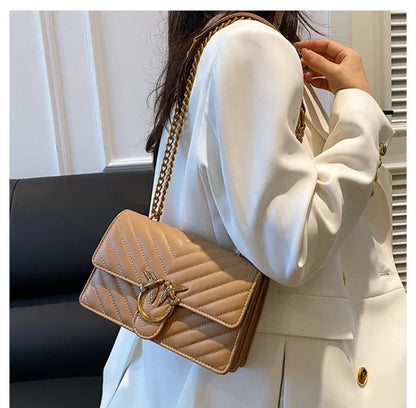 New Women Embroidered Swallow Small Square Bag Luxury Chain High End Versatile Shoulder Crossbody Bag Fashion Daily Casual Ladie