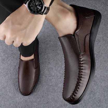 Genuine Leather Men's Loafers Soft Cowhide Men Casual Shoes Luxury Brand Male Driving Footwear Slip-on Flats Handmade Moccasins