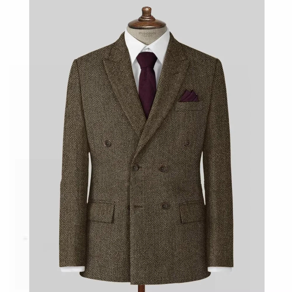 Men's Casual Blazer Herringbone Slim Fit Single Breasted Stylish Comfortable Jacket Men's Coat Double Breasted Blazer Men's Suit
