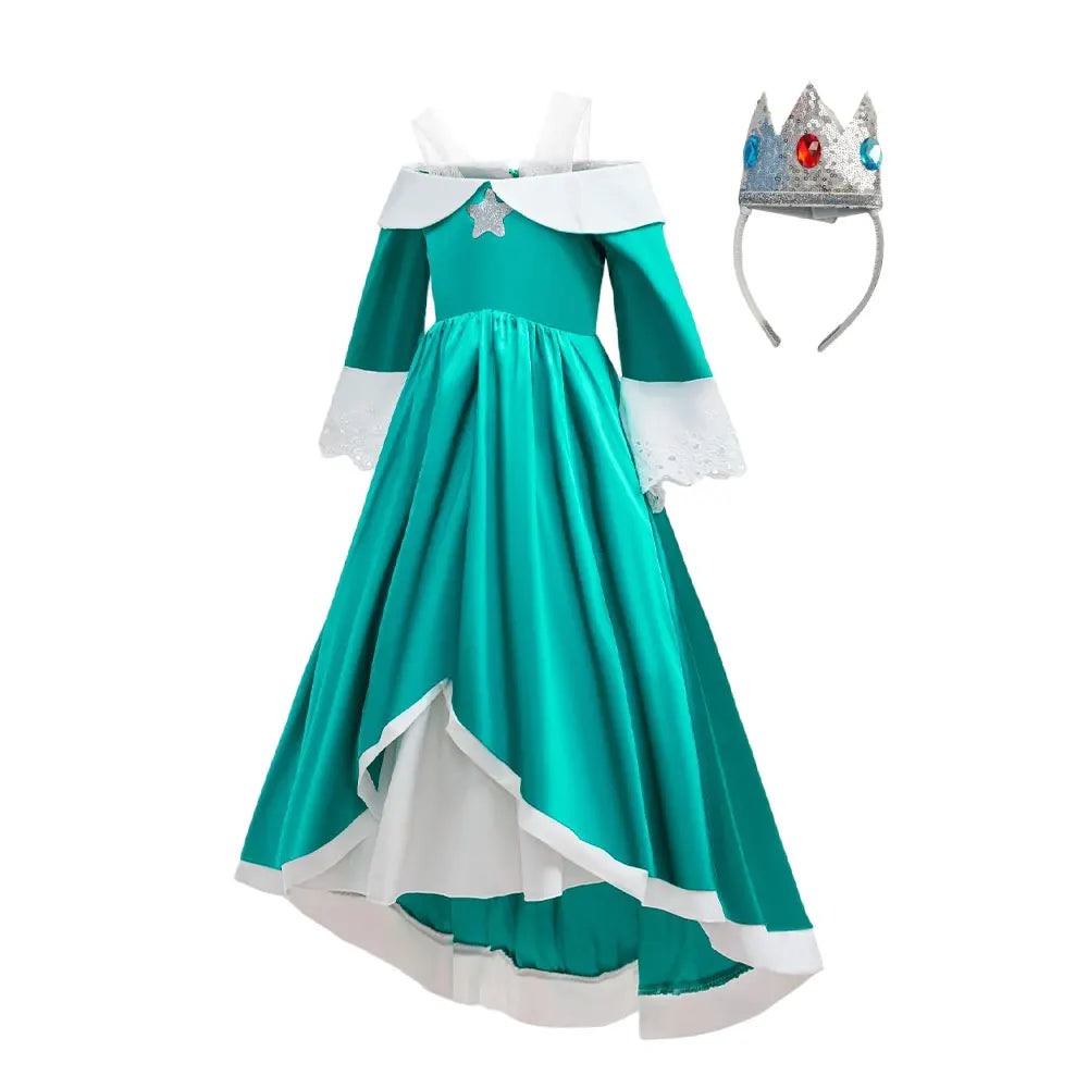 2026 Movie Off Shoulder Big Swing Skirt Princess Galaxy Dress up Rosalina Cosplay Outfit Children Plumber Bros Girl Costume Gown