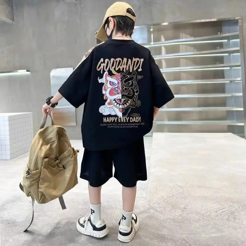 Plus Size Children's Clothing Boys From 4 T-shirts 7 12 Years Baby Summer Clothes Kids Boy Suit 2025 Top Outdoor Korean T-shirt