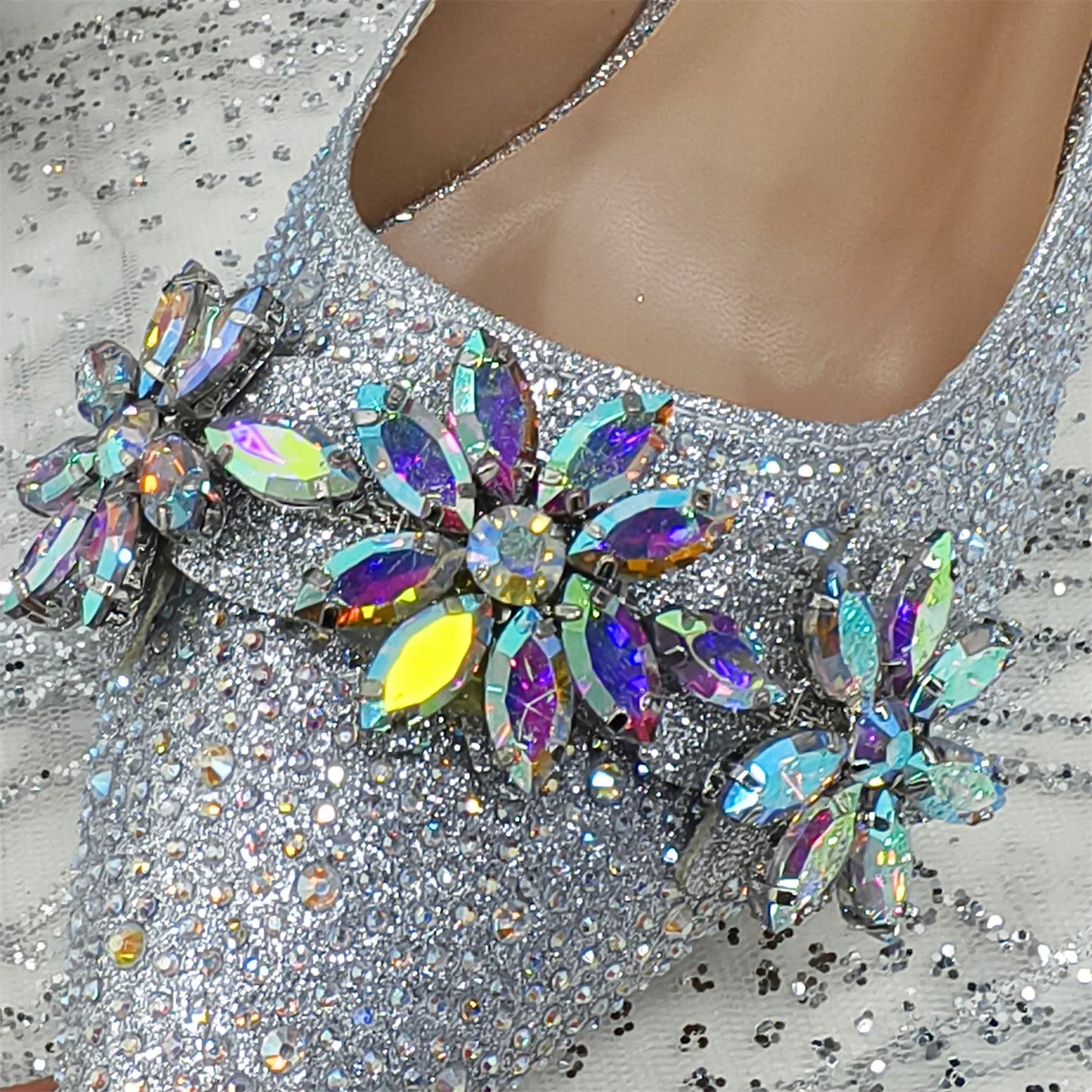 Olive-Green Pointed-Toe Women's High Heels Shoes and Bags for Party Rhinestone Evening Elegant Luxury Handbag