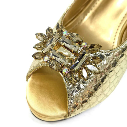 Italian Shoes and Bags Matching Set 2024 Women Heel Party for Silver Colour Italian Design Wedding Bigger Size Shoes