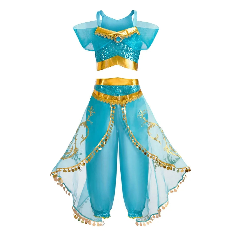 Girls Elsa Anna Dress Children Princess Carnival Dress Kids Jasmine Rapunzel Pageant Flower Disguise Birthday Cosplay Costume