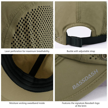 UPF 50+ Foldable Fishing Hat Baseball Cap with Removable Neck Flap Portable for Men Women Golf Hiking